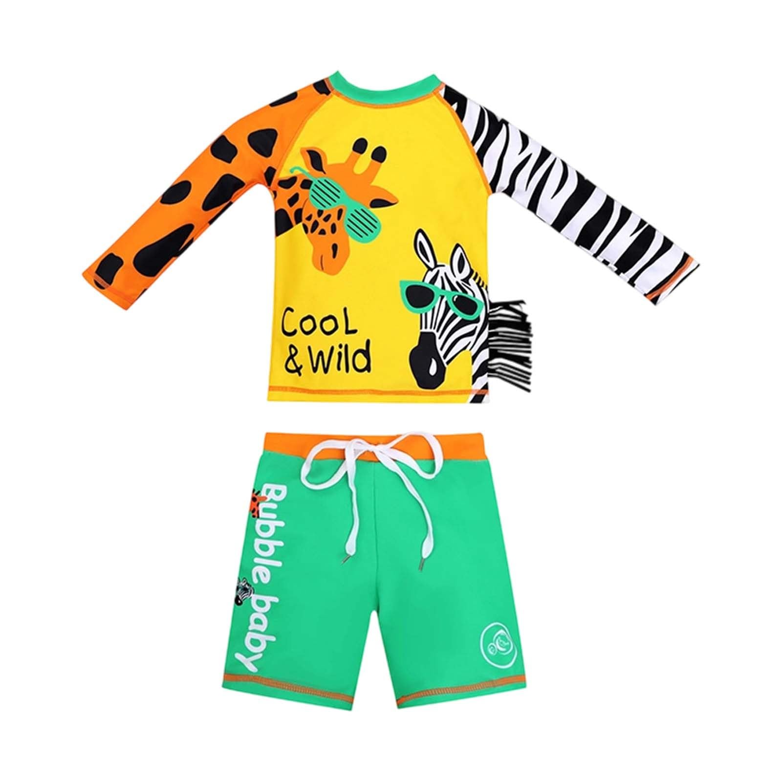 Ensemble de maillots de bain pour garçons - À manches longues - Rash Guard - Pour tout-petits - Pour la plage et la piscine - Tenue d'été