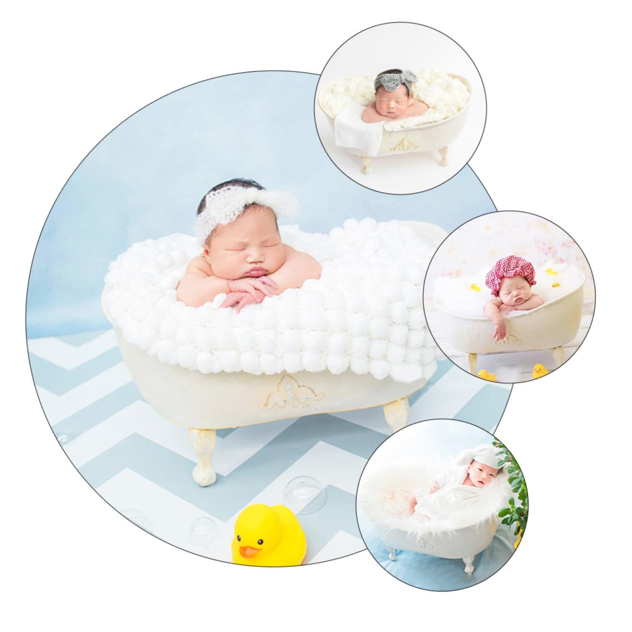 Accessoire Photo Bébé -né, Bain Décoratif en Fer Blanc
