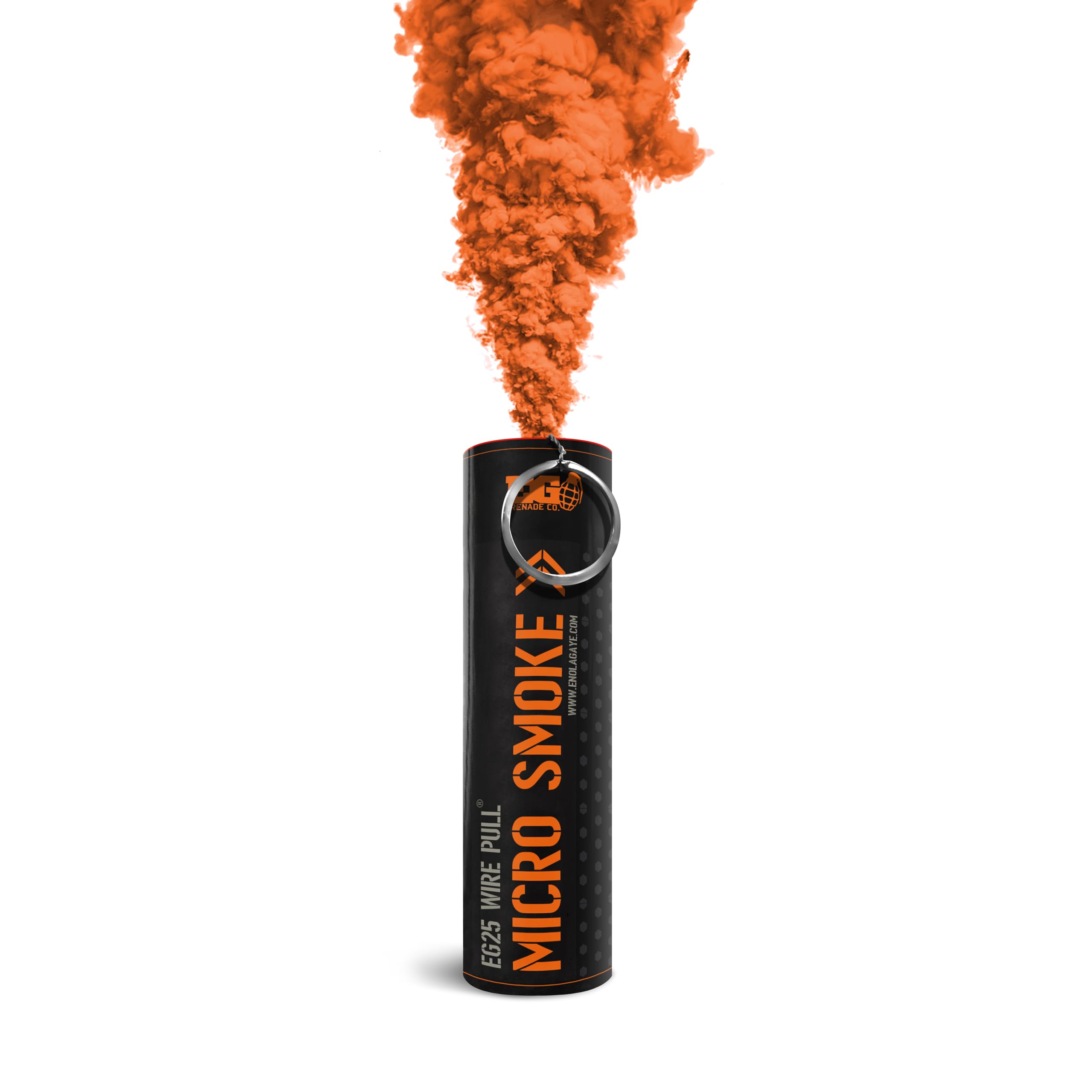 Enola Gaye EG25 Micro Smoke Grenade Wire Pull® Perfect for Weddings | Gender Reveal | Paintball | Football | Photography | Special Effects (Orange)