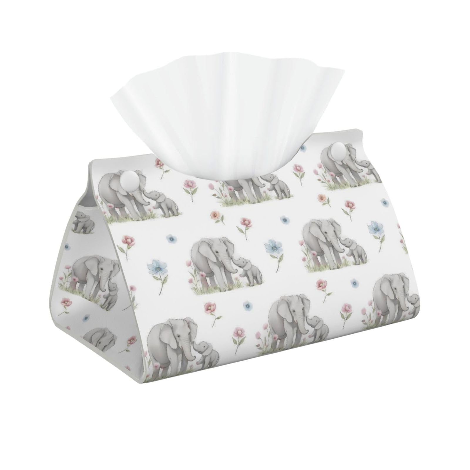 Elephant Flower Long Tissue Box Cover Holder Home Decor Aesthetic 7.87'' x 5.12'' x 0.98''