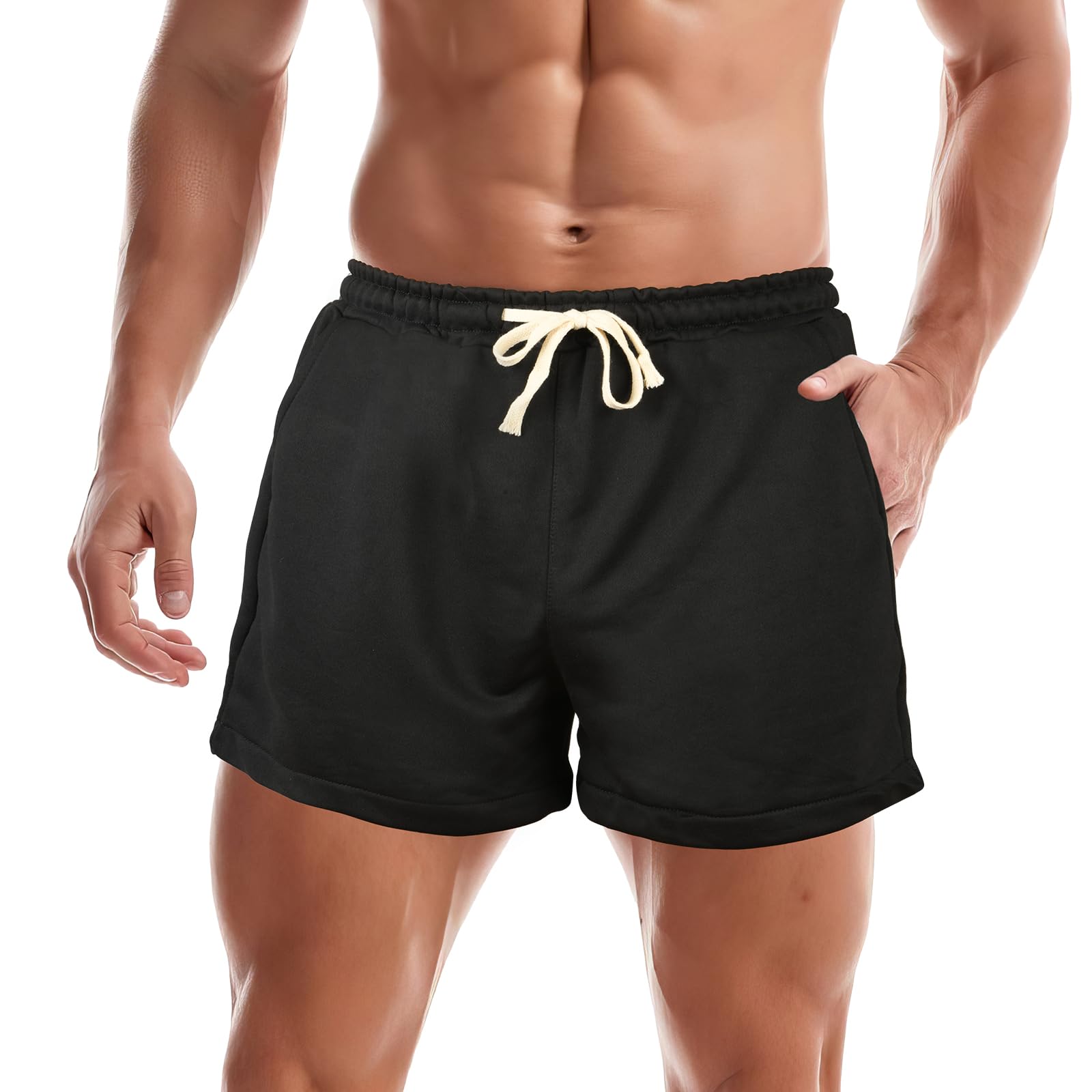 3-Zoll-Laufshorts Herren Sport Shorts Sommer Kurze Hose Fitness Training Hosen Outdoor Sporthose Elastische Taille Jogginghose Kurz Laufhose mit Taschen Trainingshose Bodybuilding-Shorts (M~L)