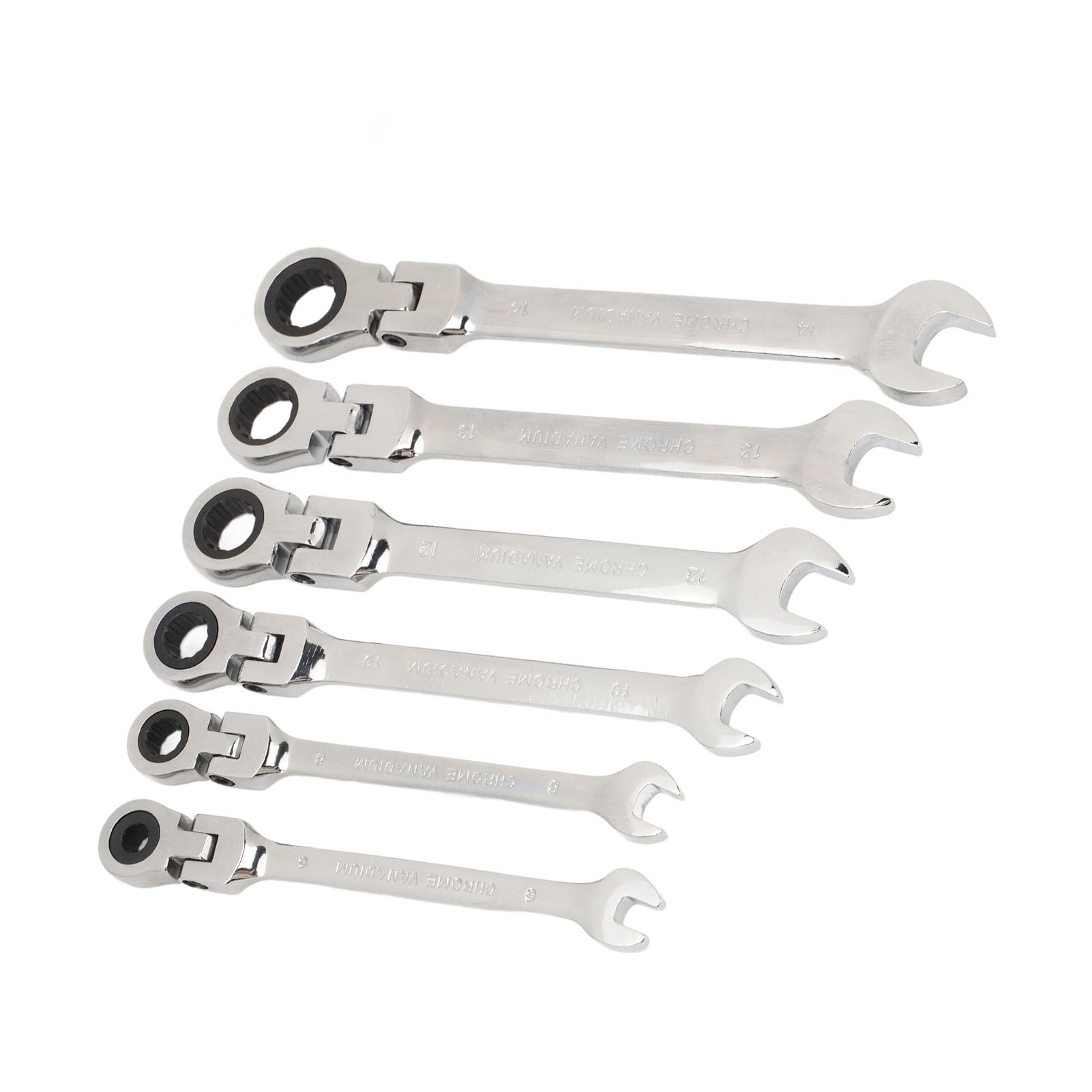 Set di chiavi combinate a cricchetto con testa flessibile Telescopica a 180° facile da manovrare per varie riparazioni (6 Pack)