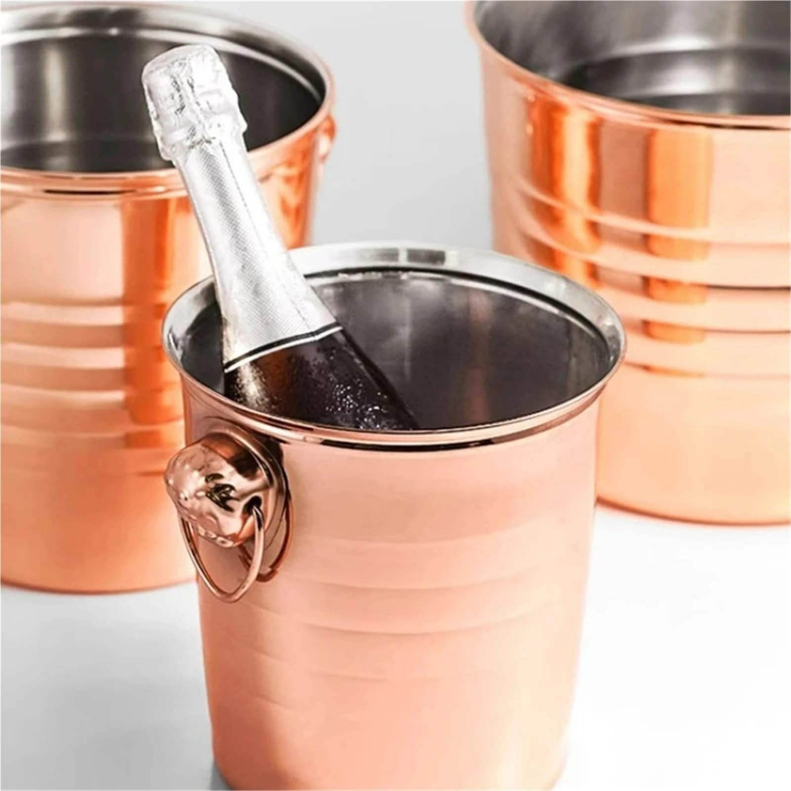 Cubo de hielo de acero inoxidable con forma de cabeza de tigre, cubo for champán, cubos for enfriar cerveza y vino tinto, enfriador de lujo, herramientas for bar en casa Per Casa, Bar(Copper 5000ml)