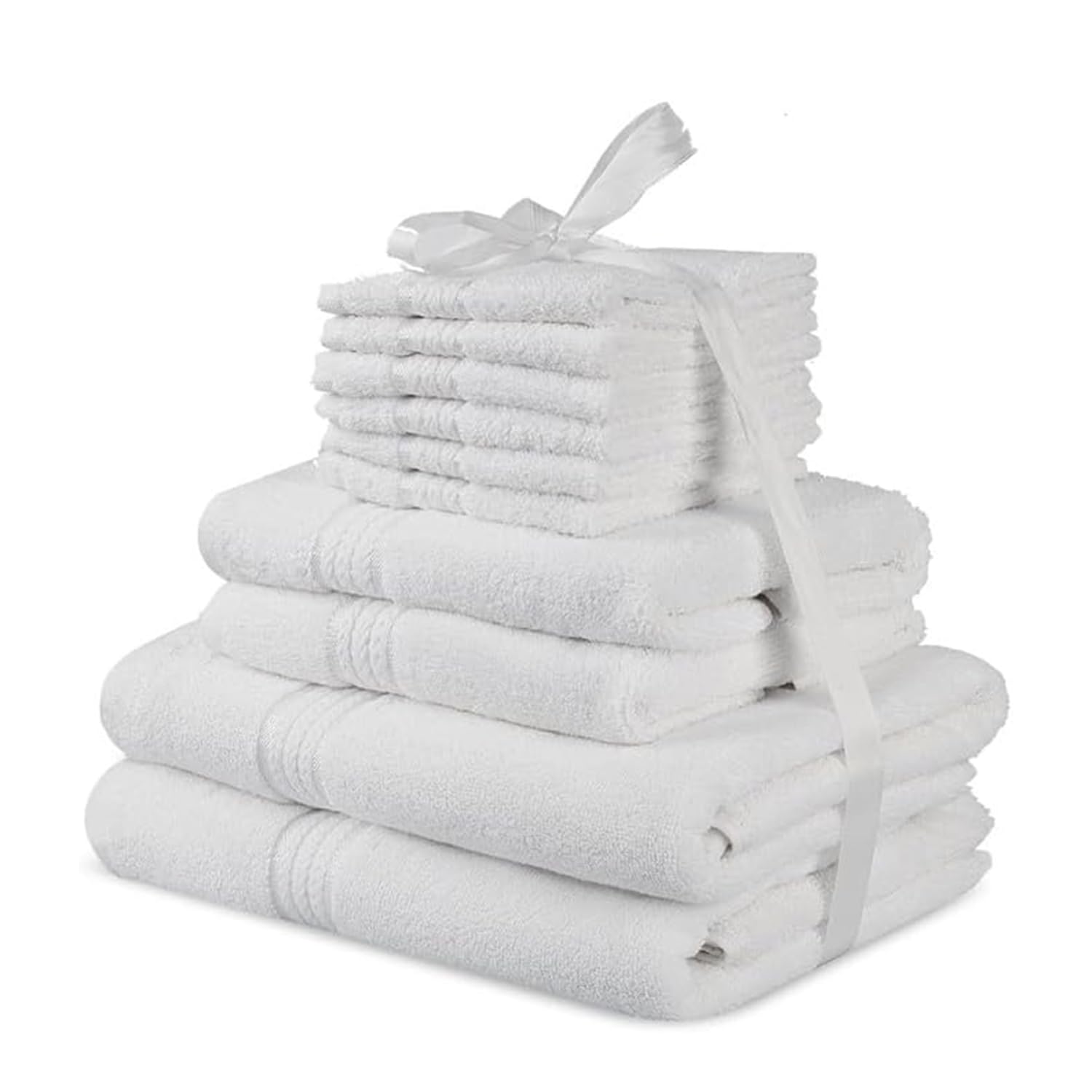 Sweet Needle Set di asciugamani in cotone super morbido da 600 g/m² - 2 asciugamani da bagno, 2 mani e 6 lavamani/viso - assorbenti e soffici per accessori da bagno, bianco (balle da 10 pezzi)