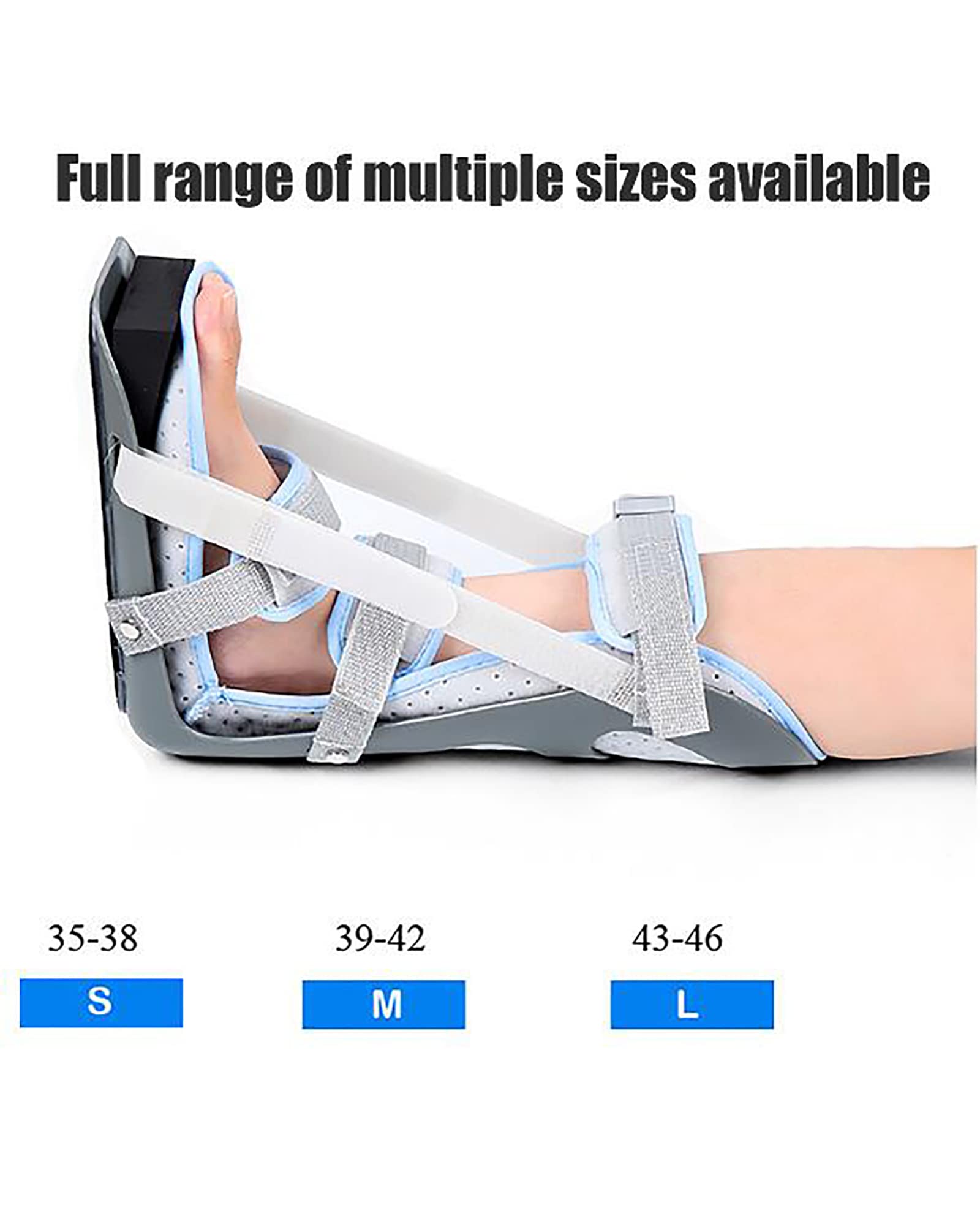 Férula Nocturna para Fascitis Plantar, Ortesis Ajustable para Caída del Pie, Estabilizador De Tobillo, Bota Elástica para Aliviar El Dolor, Talla M,S