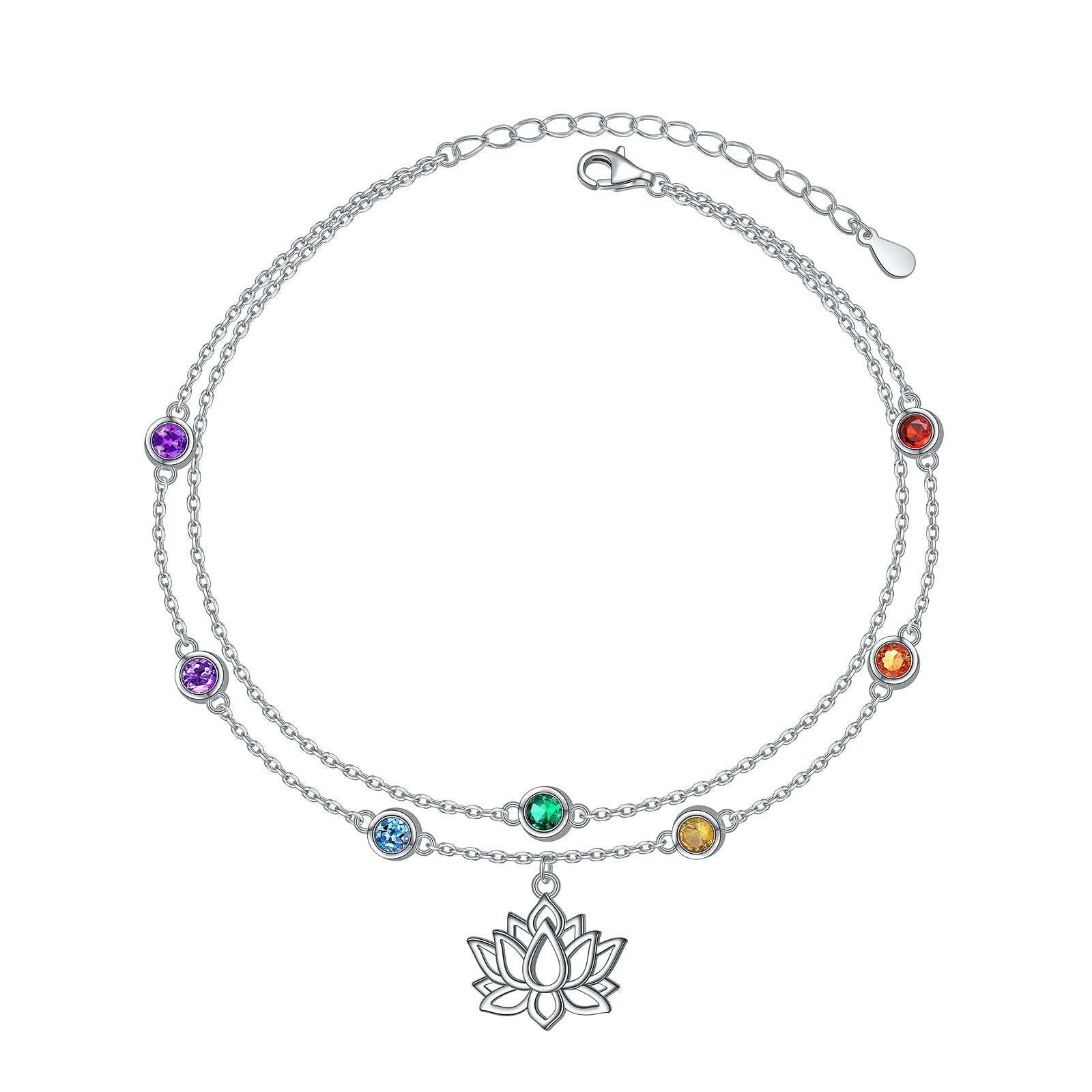 Flyow Cavigliera donna malocchio/turchese creato/infinito doppia cavigliera regolabile estate spiaggia caviglia bracciale gioielli regalo, 9 + 1,5 Zoll