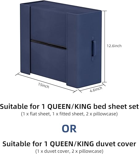 Miniatura 5 de Paquete de 4 organizadores y almacenamiento de sábanas, organizador de sábanas plegable para armario de lino, juego de carpetas de sábanas XL