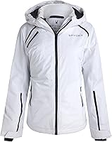 Spyder Women's Quilted Ski Jacket - Waterproof Windproof Insulated Winter Coat with Detachable Hood & Zipper Pockets