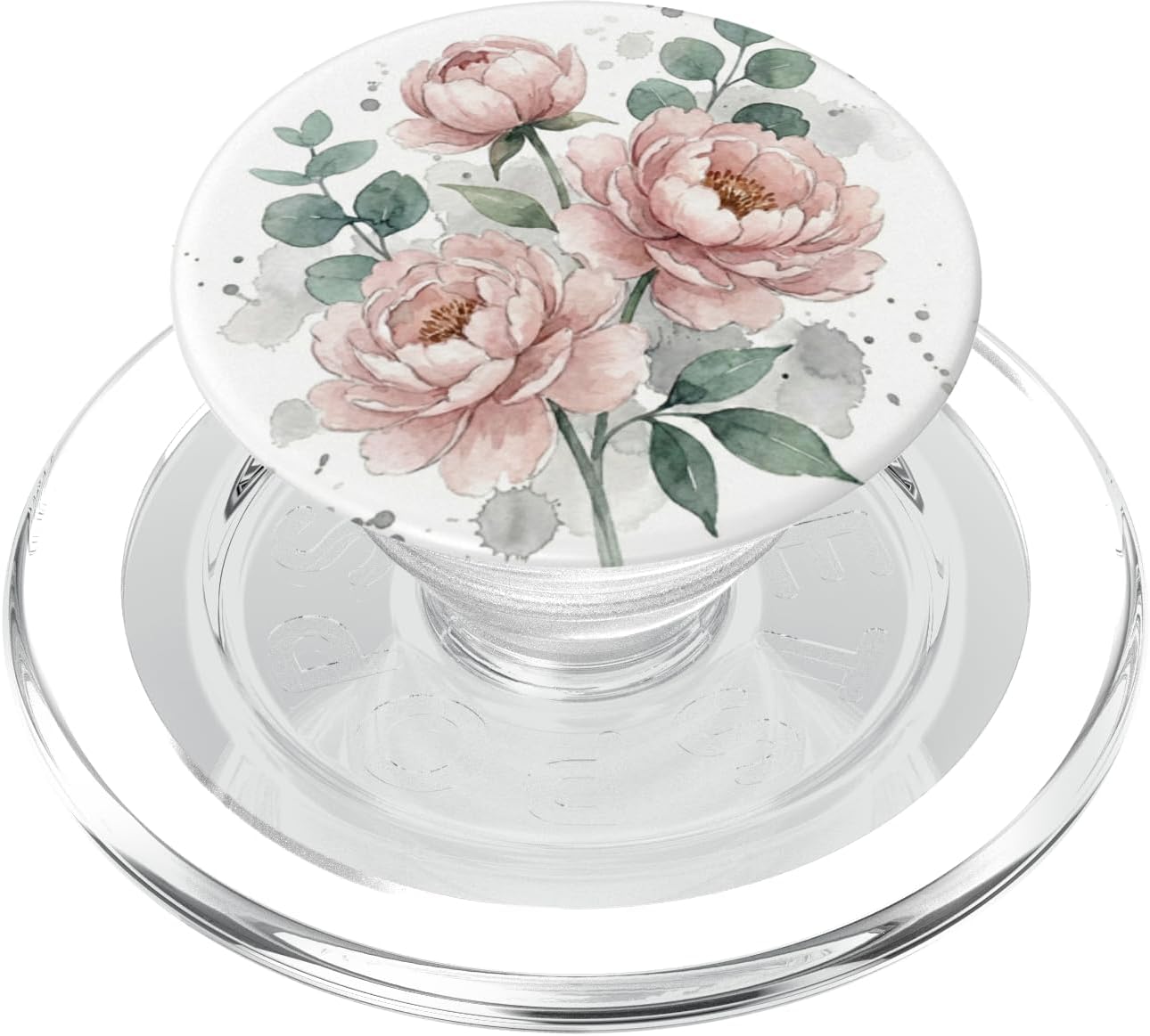 Dusty Rose Pink Peony Leaves Flower Floral Girly White PopSockets PopGrip for MagSafe