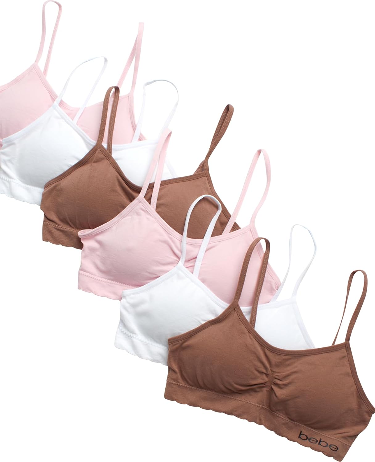 bebe Girls Bras - 6 Pack Lightweight Seamless Training Bra for Girls with Removable Pads Tag Free Bras for Teens (S-L) - Image 3