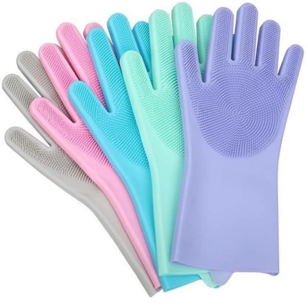 RBLISS CG Magic Silicone Dish Cleaning Gloves, Silicon Hand Gloves for Kitchen Dishwashing and Pet Grooming, Great for Washing Car, Bathroom (1 Pair, Assorted)(pack of) (B0BFZNJD2G) Amazon Price History, Amazon Price Tracker