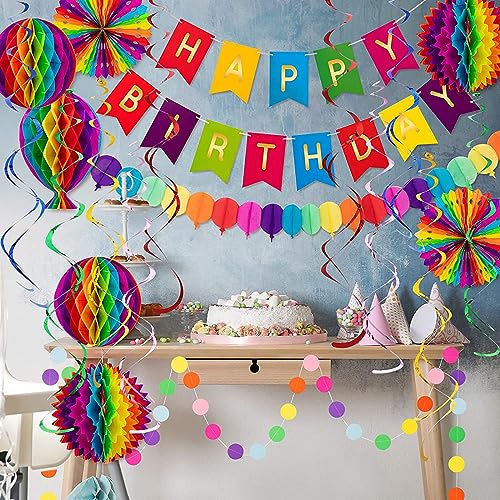 Fournitures de fête arc-en-ciel et kit de bannière d'anniversaire