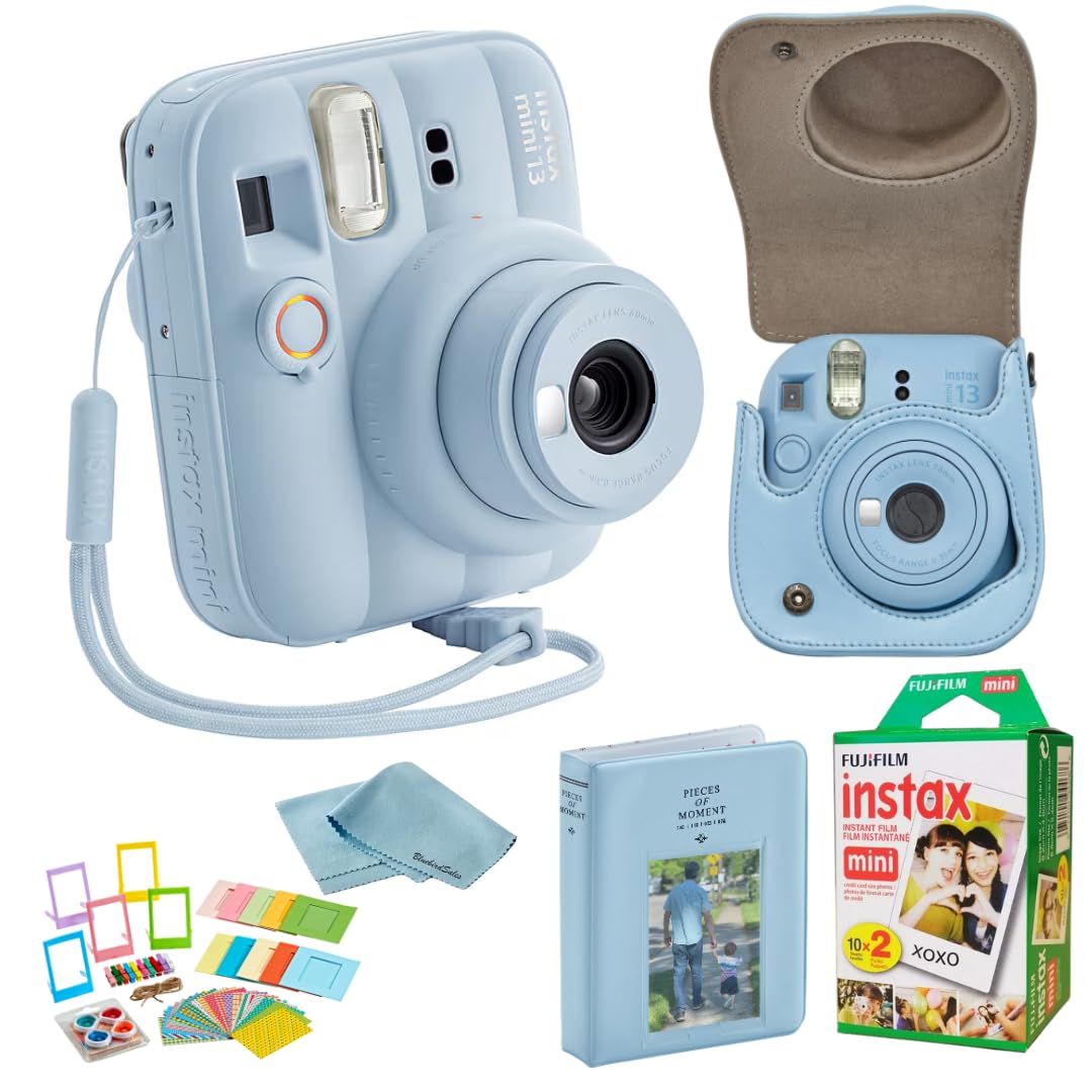 FUJIFILM instax Mini 13 Frost Blue Instant Camera Bundle with 20 Sheets instax Mini Film, Carrying Case, Photo Album, Assorted Photo Frames & BluebirdSales Microfiber Cleaning Cloth (Frost Blue)-picture-12