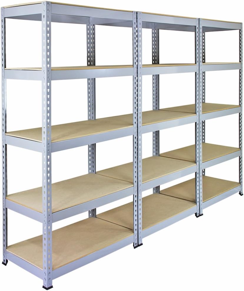 3 Racking Bays 90cm Garage Shelving Storage Warehouse Shelves Unit Steel 5 Tier