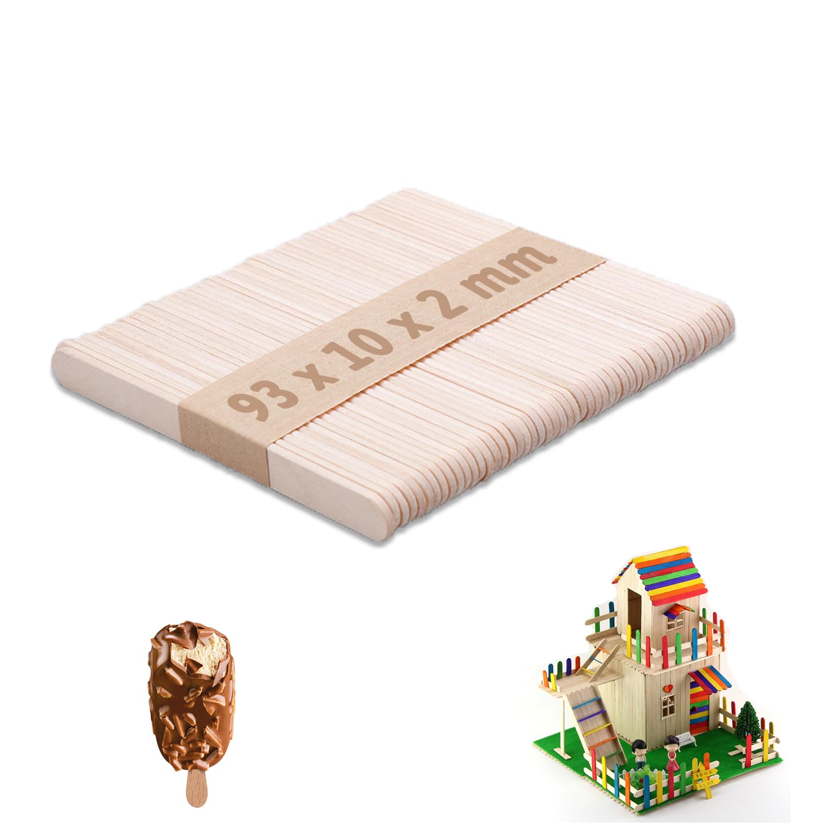 50 Pcs Lolly Sticks for Craft, 93 X 10 X 2mm Natural Wooden Lollipop Sticks, Wooden Popsicle Sticks for Art Crafts, Sports, Natural Craft, etc.