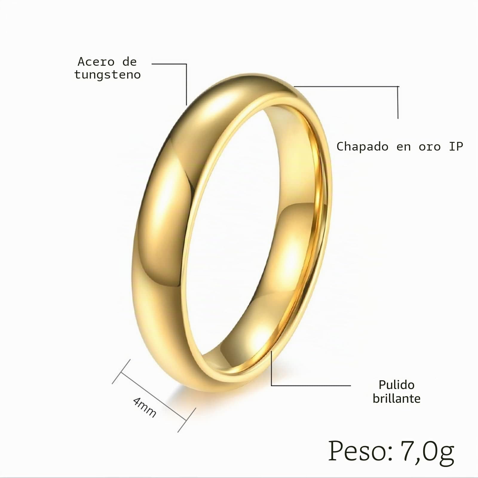 Anillos Parejas,Anillos con Grabado Anillos de Tungsteno 4MM Anillo Oro con Redondo Pulido Anillos Boda Pareja