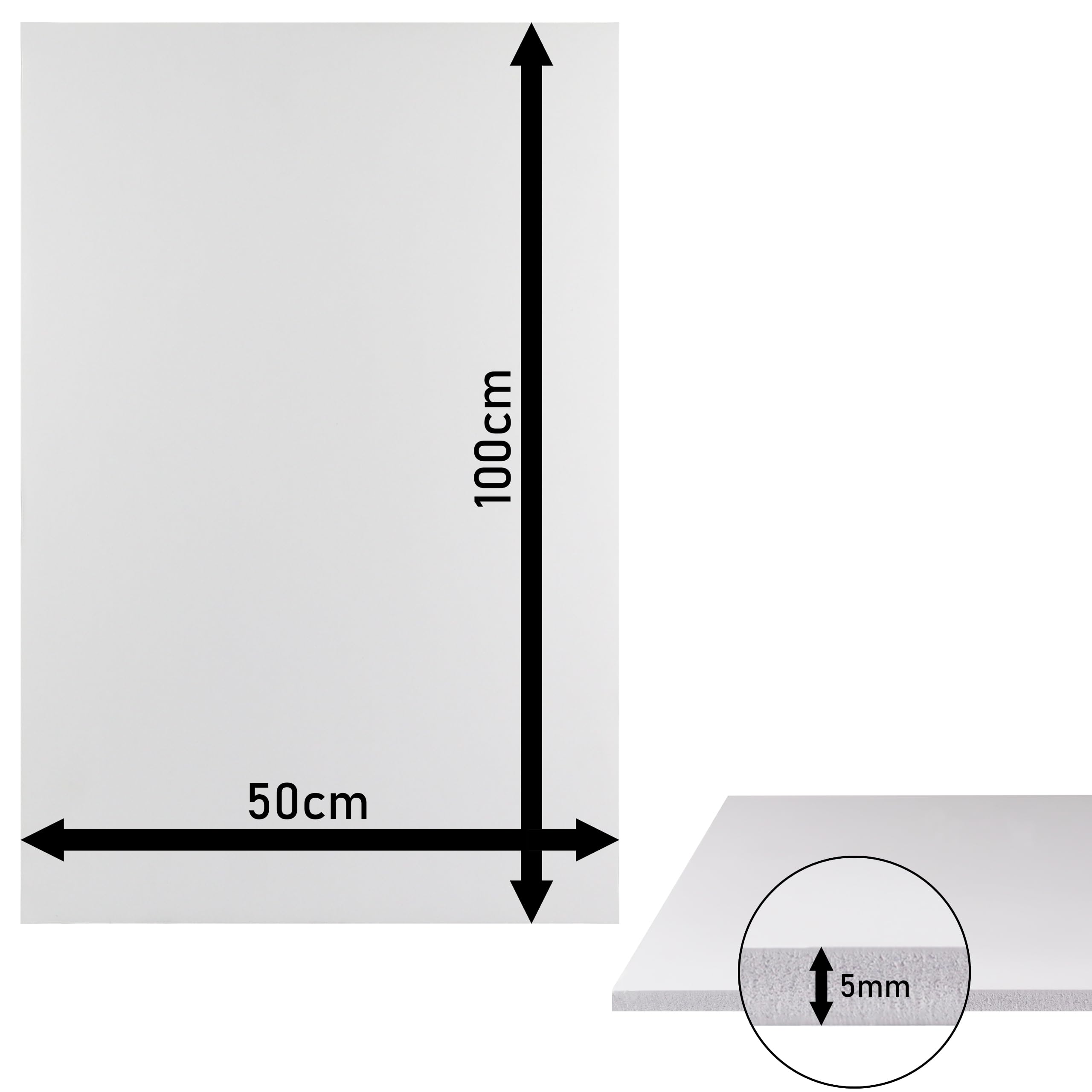 PVC Hartschaumplatten 50x100 cm 5 mm Dicke Weiß 5 Stück Set – Leichte Kunststoffplatten für Modellbau & DIY, Weiße Modellbauplatte, Leichtbauplatte Zuschneidbar