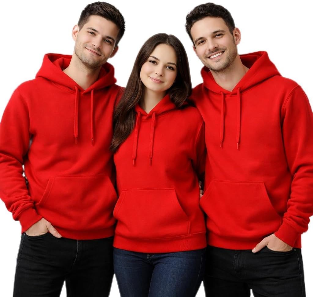 ANWA 3 Pack Plain Fleece Pullover Hoodie, 70% Cotton 30% Polyester, Long Sleeve Casual Compfy Classic Fit