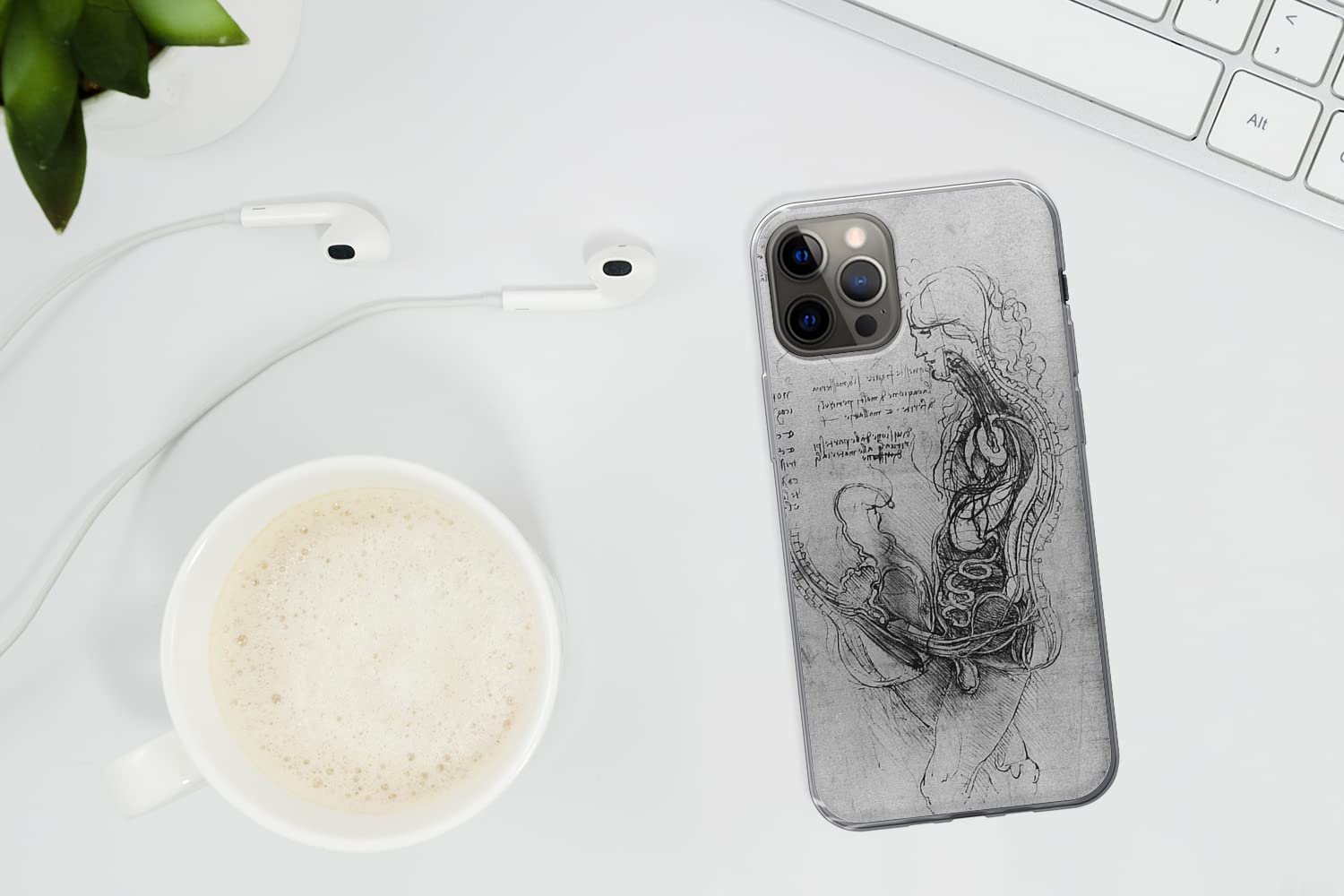MuchoWow Funda para iPhone 13 Pro - La reproducción Humana - Leonardo da Vinci - Funda de Silicona/Funda Blanda para teléfono móvil