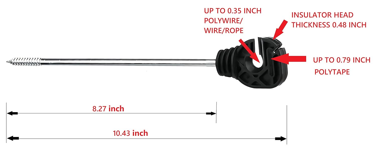 Electric Fencing Premium Stand Off/Long Arm Multi Purpose Insulator for Polywire/Polytape/Rope/Wire PK25