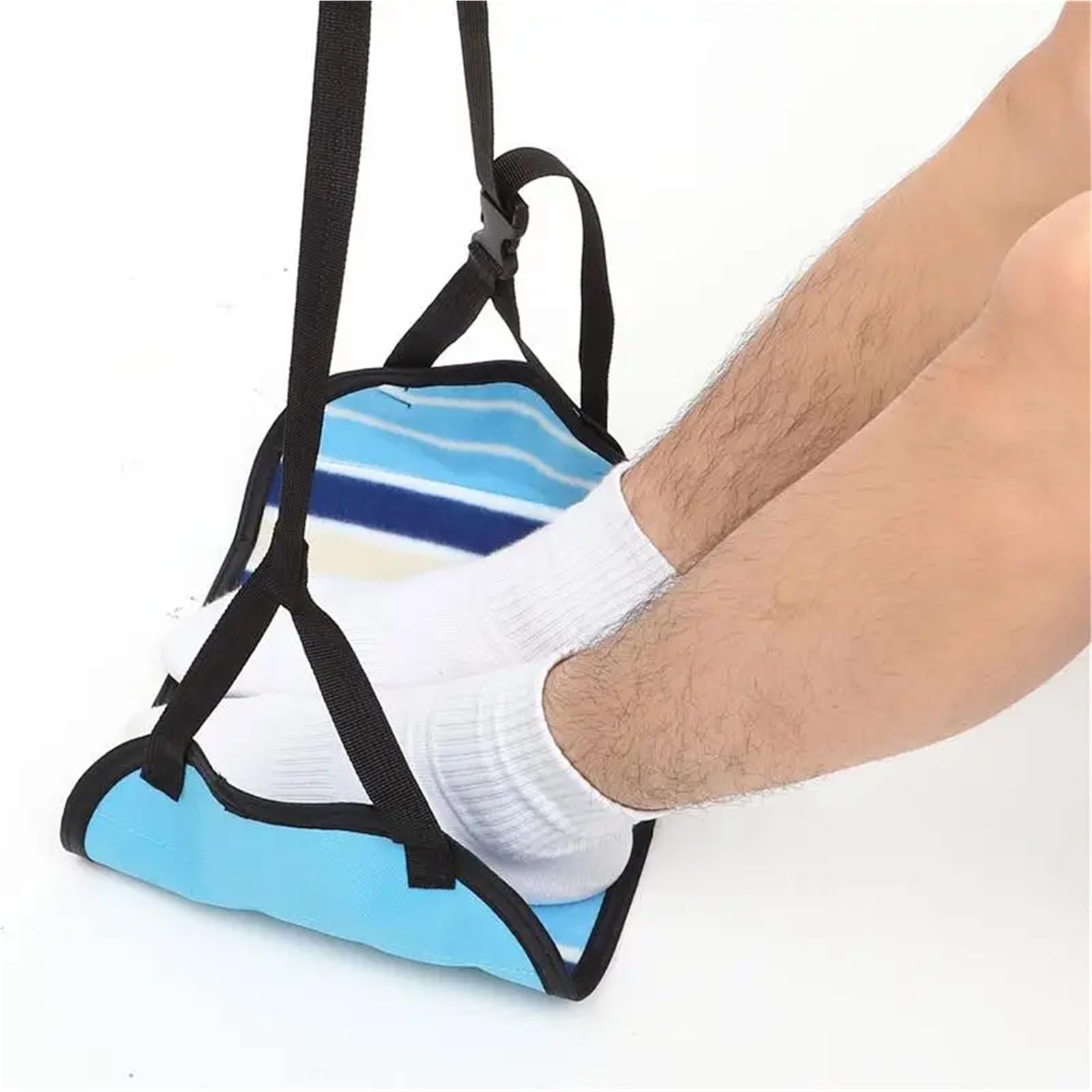 Reposapiés De Avión Hamaca portátil for pies, artículos Esenciales for Viajes en avión, reposapiés for Debajo del Escritorio en el Trabajo, autobús de Viaje en avión al Aire Libre(Blue)