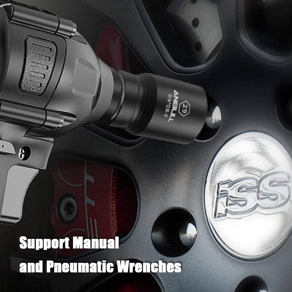 Anbull 3/4-Inch and 1-Inch Drive Jumbo Impact Socket Sets, 27 PCS Shallow Socket Assortment, Standard Metric Sizes (21-50 mm and 50-65 mm)