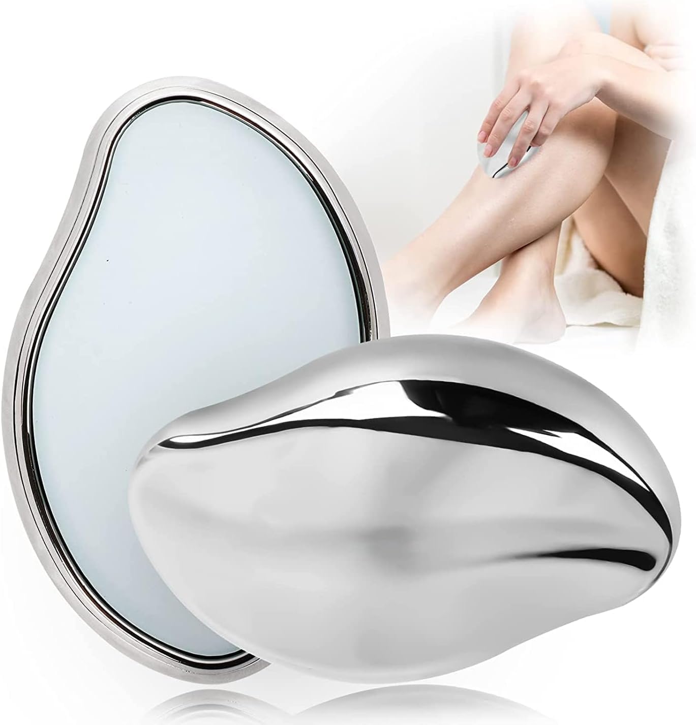 Crystal Hair Eraser for Women - Bleame Painless Exfoliation Removal, Reusable for Arms/Legs (Silver)