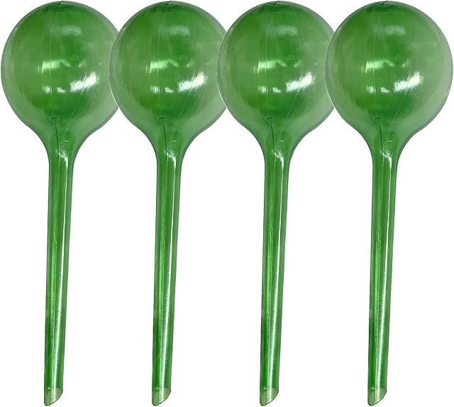 EWENYS 4 Pack Plant Self Watering Bulbs, Ø 8cm Aqua L Size, Self Watering Globes for Holiday Plant Watering,Self watering system for your plants up to 2 weeks Drip Irrigation Device (Green)