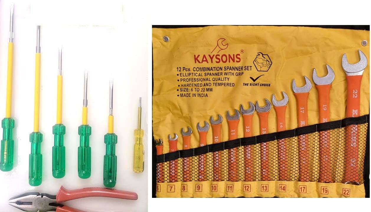 TAPARIA SCREWDRIVER AND PLIER SET FOR DAILY PURPOSES.IT ALSO INCLUDES KAYSONS RING SPANNER