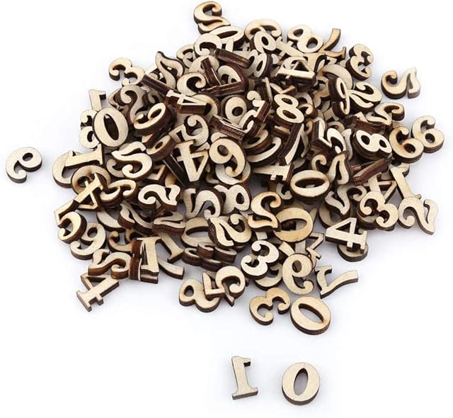 Mu Mianhua 100Pcs Wooden Numbers for Arts Crafts DIY Decoration Displays, Small Wooden Numbers 0-9 Home Decor Kids Early Educational Learning Toys Games