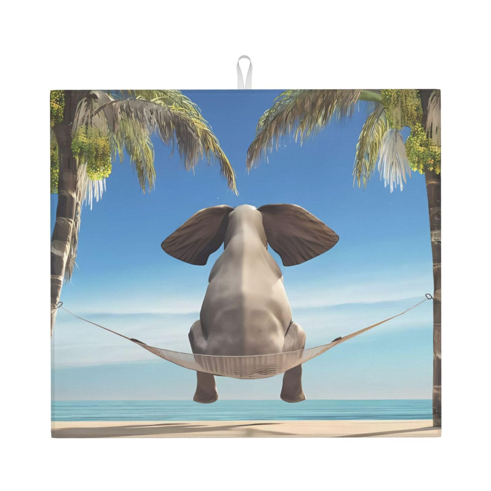 YYHWHJDE tropical Swing elephant Prints Kitchen Drying Mat – Absorbent Microfiber Throw for Dishes, Non-Slip Counter Cover, Quick-Dry Layer with Durable Construction