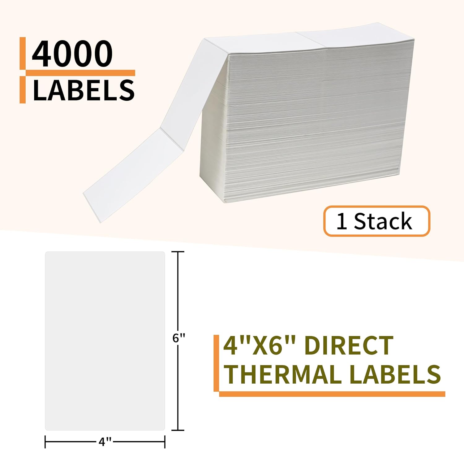 L LIKED 4000 Thermal Shipping Labels 4”x 6”in Fanfold, Permanent Adhesive, Perforated Line Labels Compatible with Direct Thermal Printings (1 Stack, 4000 Labels/Stack) - Image 3