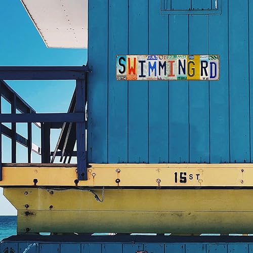 Miniatura 3 de Decoración de piscina al aire libre, letreros de metal retro para exteriores, letreros divertidos para piscina, playa, hogar, jardín, decoración de