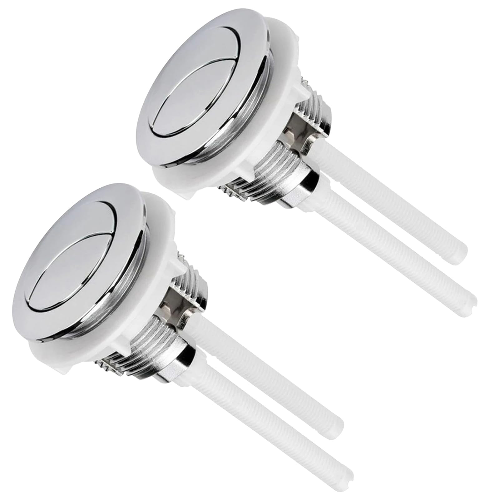 2pc Dual Flush Push Button, 38mm Toilet Flush Button Replacement Universal Round Head Toilet Flusher Buttons for Bathroom Water Tank Replacement Accessories