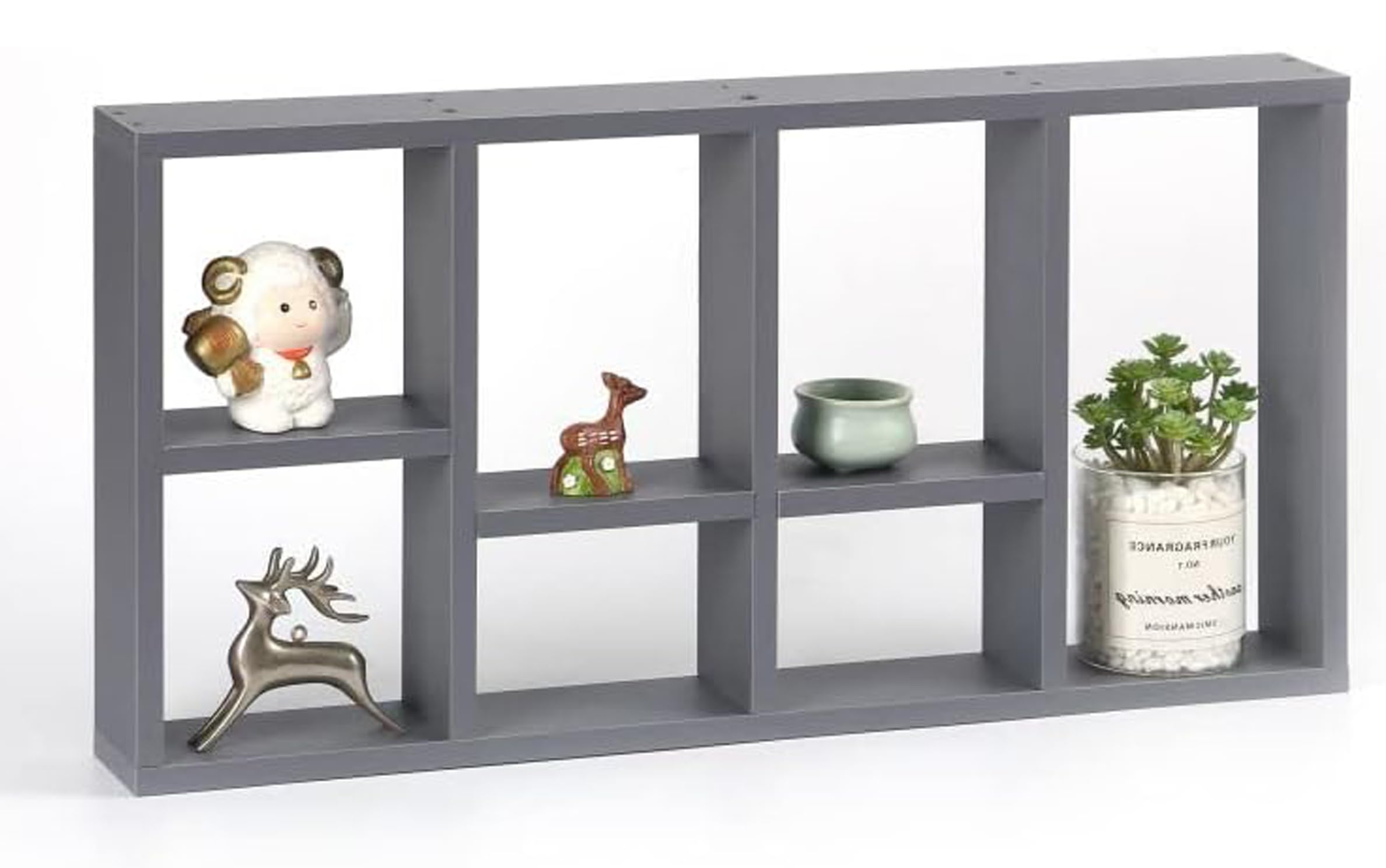 PREMZO Multi-level Floating Shelf Shelves Wall Mounted Decorative Display Organize Bookshelf various settings Modular Contemporary Home Office Kitchen Entryway (GREY)