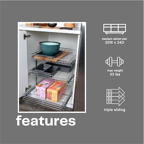 Vista 123 de Household Essentials Glidez - Organizador multiusos de acero cromado extraíble y deslizante para utensilios de cocina y utensilios para hornear