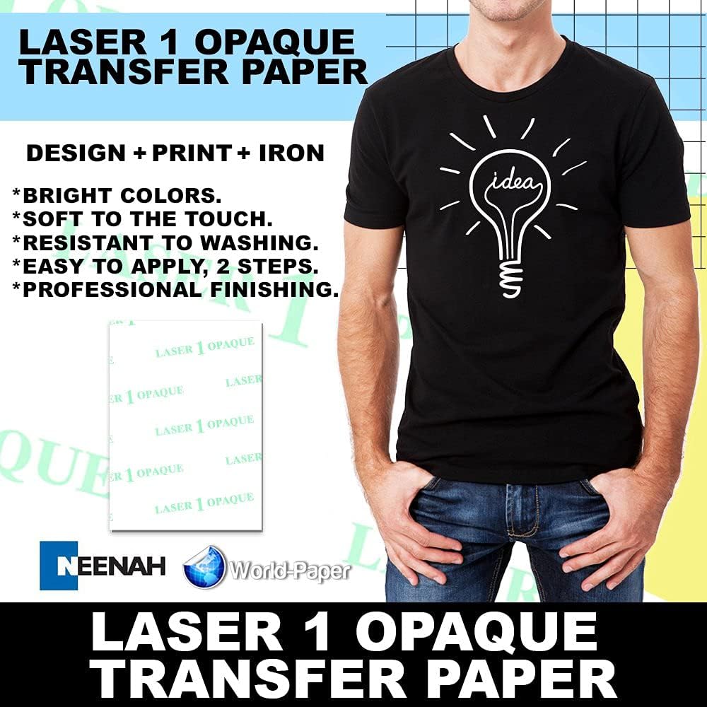 Laser 1 Opaque Dark Shirt Heat Transfer Paper 8.5x11 50, Model: , Office/School Supply Store