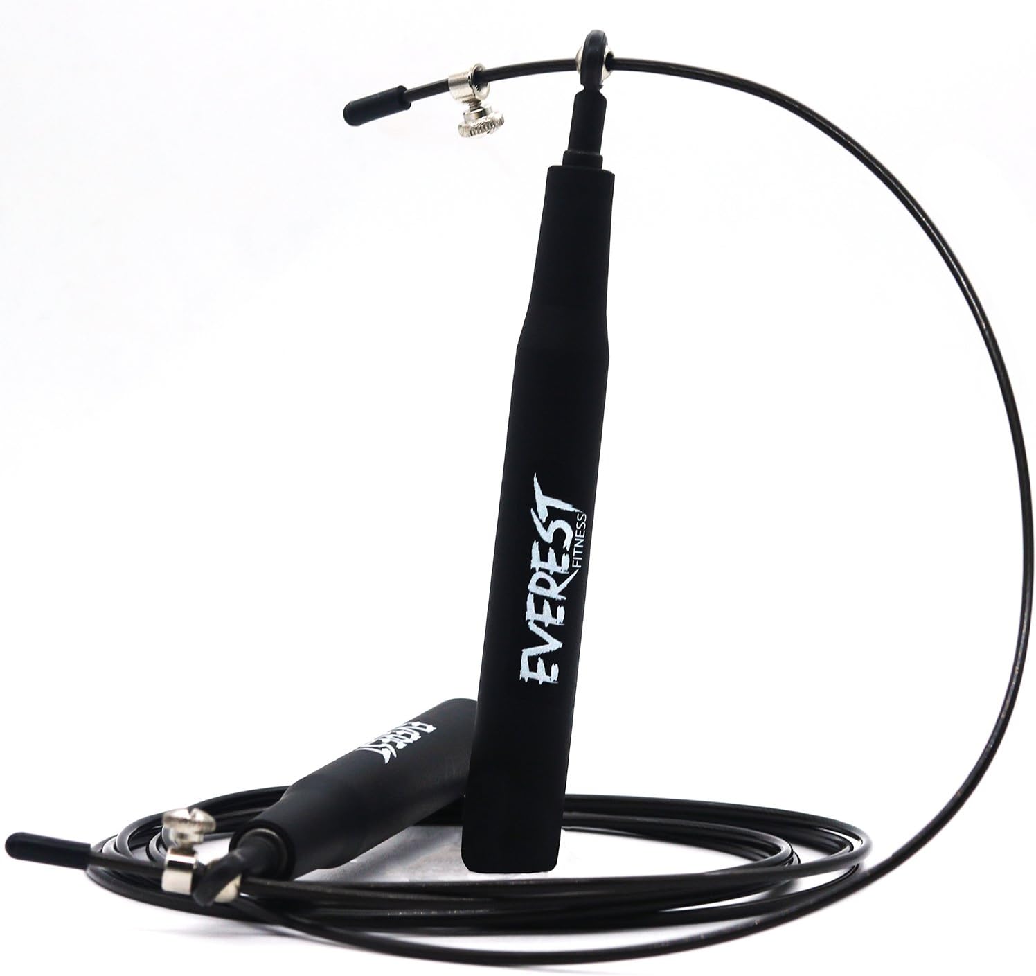 EVEREST FITNESSSkipping Rope, Adjustable, Stainless Steel Handles, 3.05m, Plastic, Black