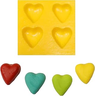 Hearts 4 Cavity Flexible Silicone Molds for Cream Cheese Mints, Chocolate, Fondant, Gummy, Fat Bombs, Ice Hearts, Soap, Buttercream, Butter, Candy Melts, Cookie Dough, Mousse
