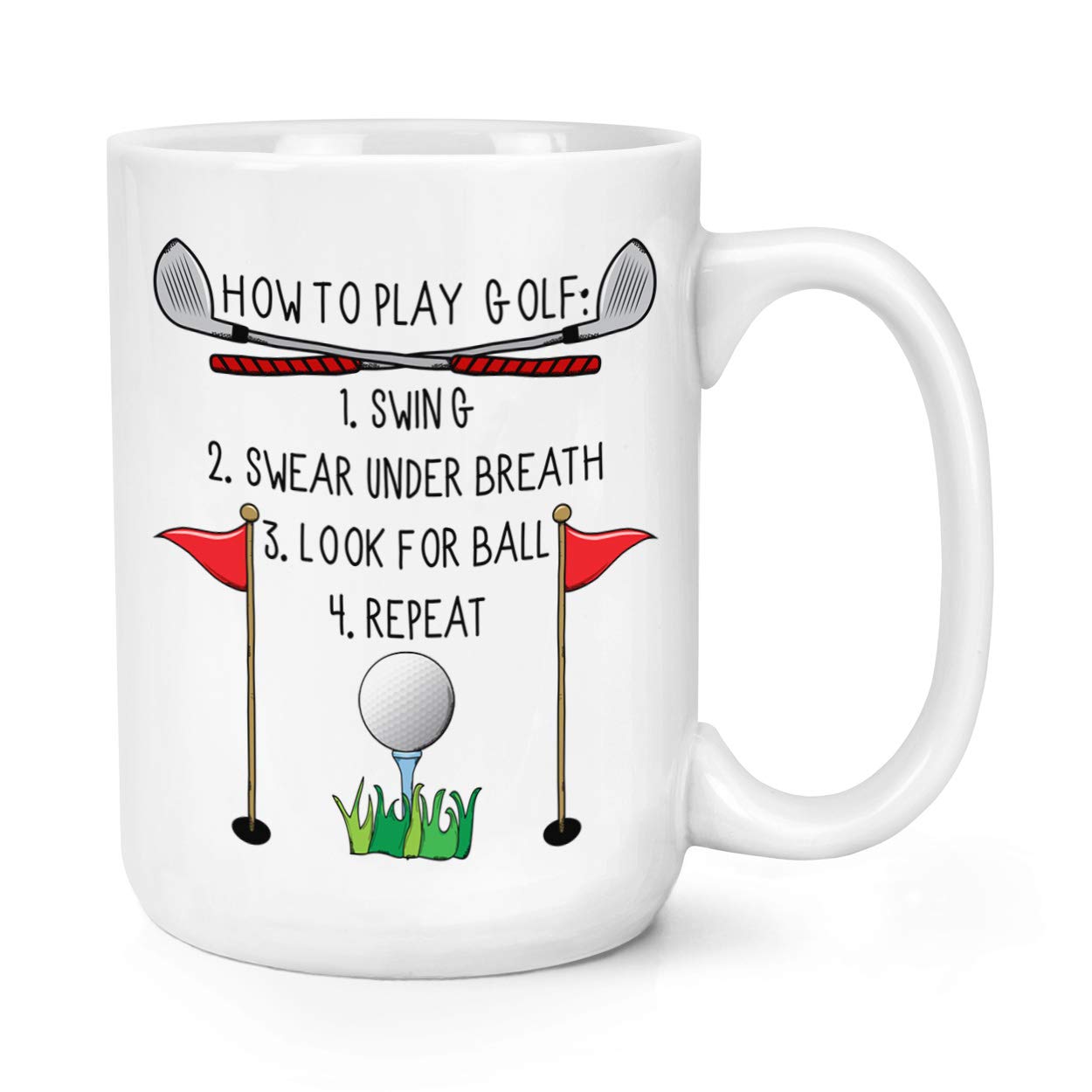 Gift Base White How To Play Golf 15Oz Large Mug Cup