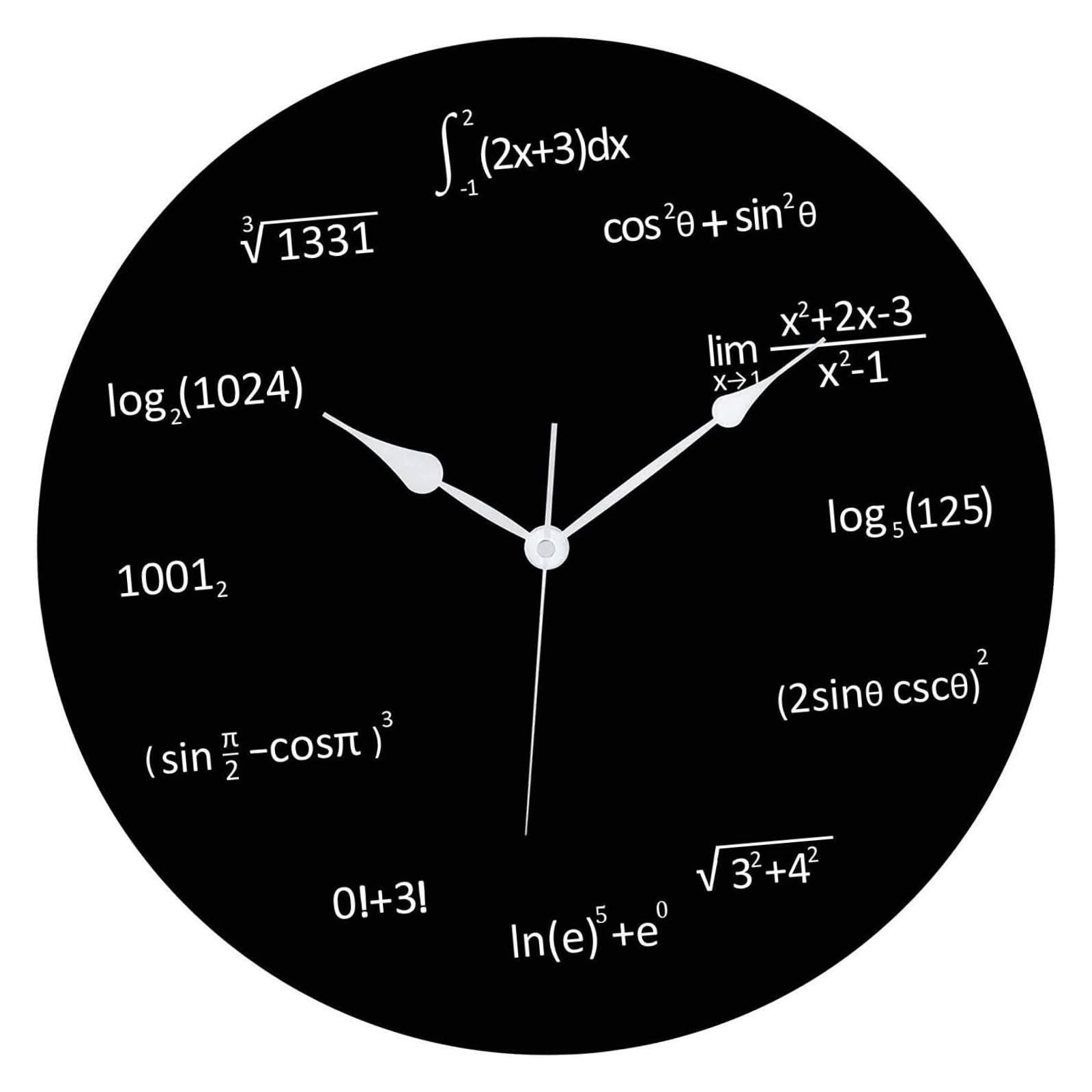 HVSYVVSRL Math Equations Wall Clock Decorative Vintage Design Time Clocks Mount Non Ticking For Indoor Kitchen Home School Classroom Quiet Operation