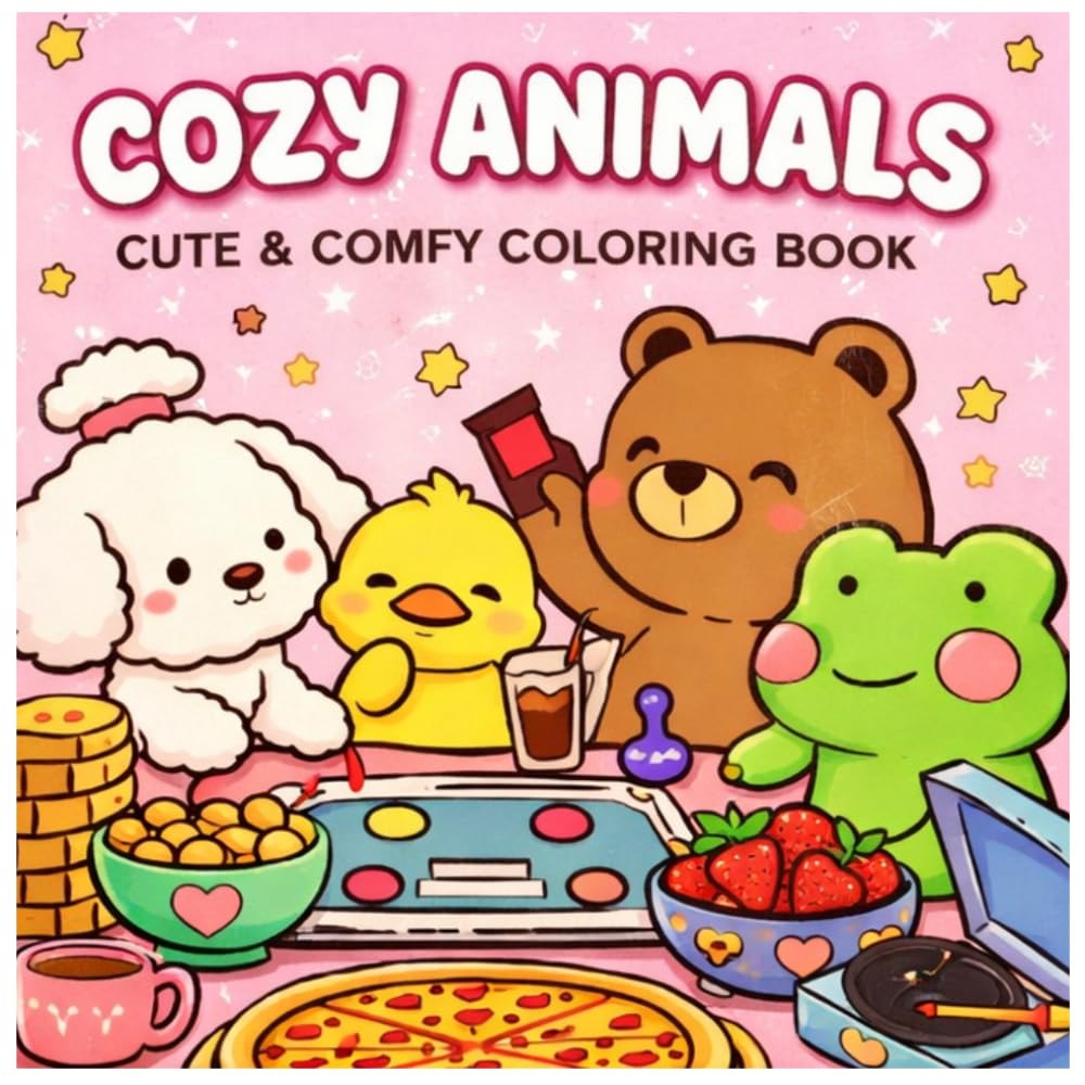 Cozy Animals: Cute & comfy coloring book for kids and adults: A sweet collection of cozy and cute animals scenes to color and enjoy