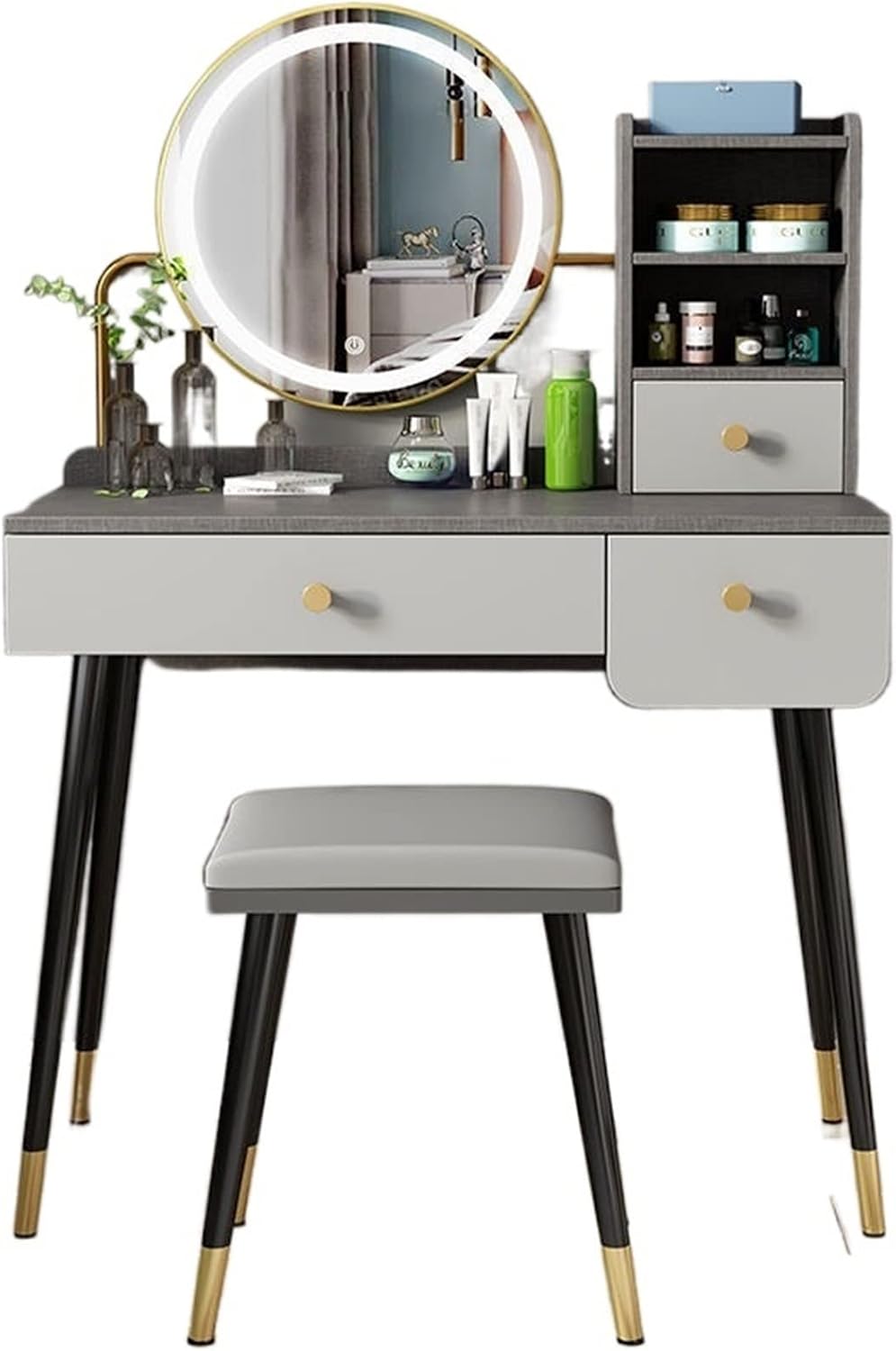 Vanity Benches Dressing Cabinet Dressing Table Bedroom Small Household Bedroom Furniture Set Dressing Mirror Table (Color : 1)