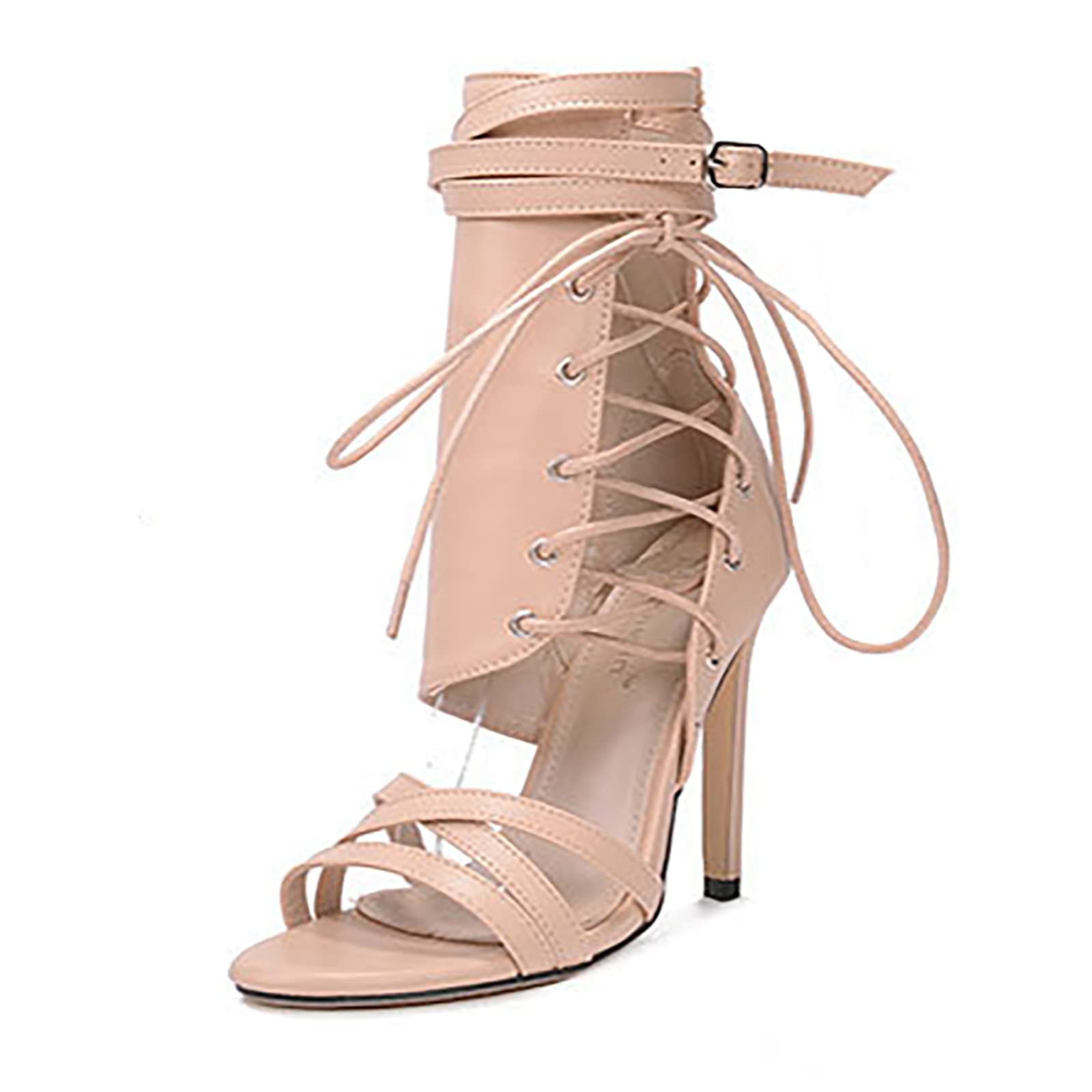 Sandales à Talons Hauts pour Femmes : Bottines à Lacets et Bout Ouvert pour Soirée - 8