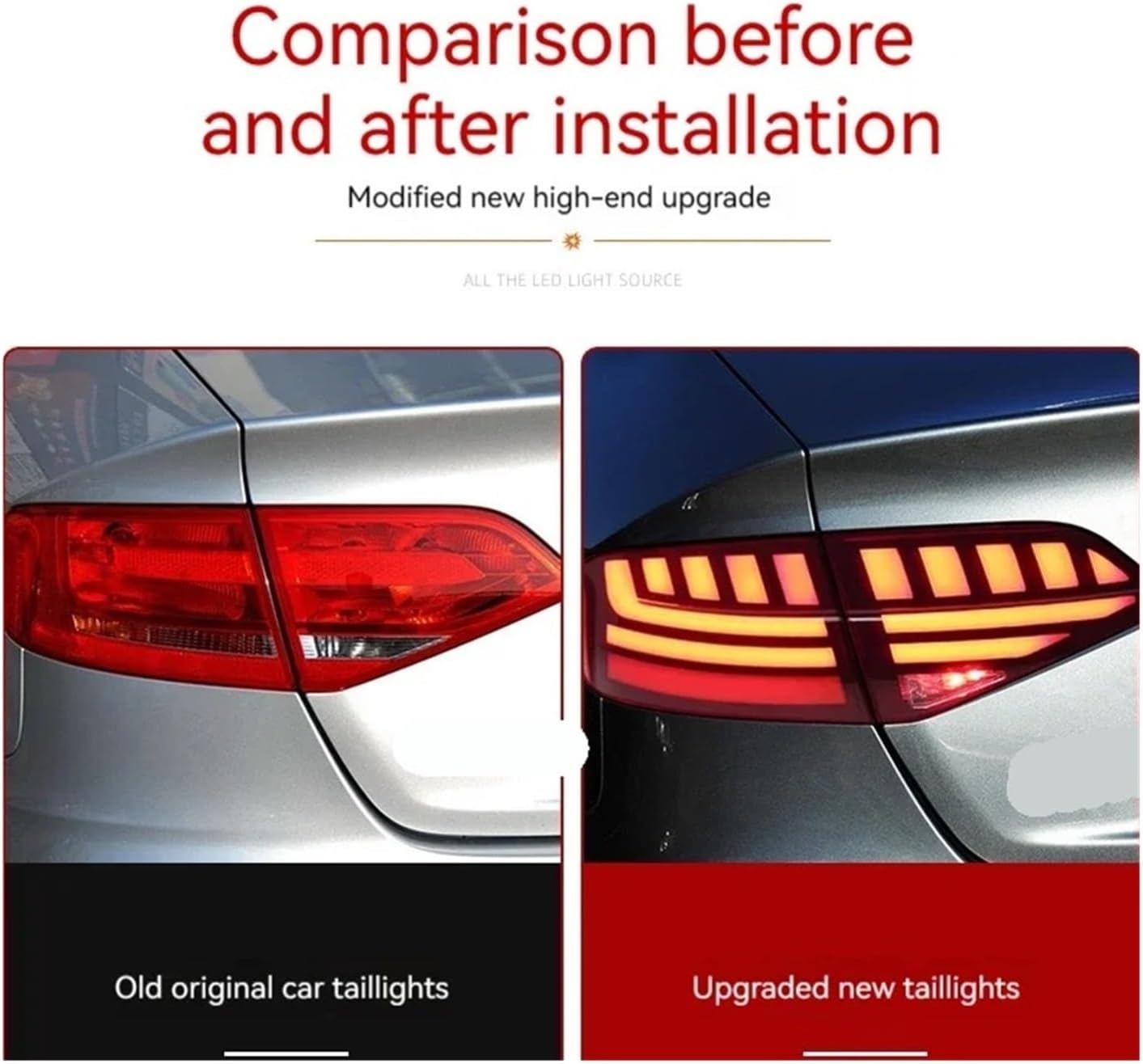 Car Lights Taillights Compatible for Audi A4 2009-2012 A4L Dynamic Turn Signal Light(Smoke)