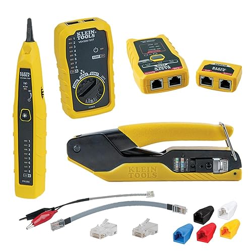 Klein Tools 80085 VDV Kit de prueba de cables LAN y alambre para enchufes de datos modulares Klein Pass-THU RJ45, 6 piezas