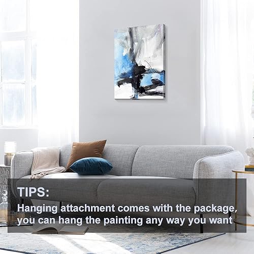 Miniatura 745 de Lienzo artístico para pared, pinturas de arte abstracto, fantasía azul, grafiti colorido sobre fondo blanco; decoración artística moderna para sala