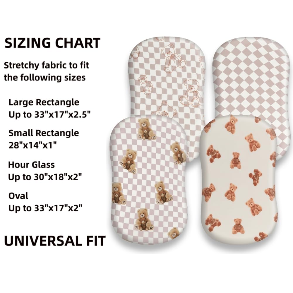 Juego de sábanas ajustadas para moisés neutros de oso y búfalo a cuadros, transpirables, unisex, para niños o niñas