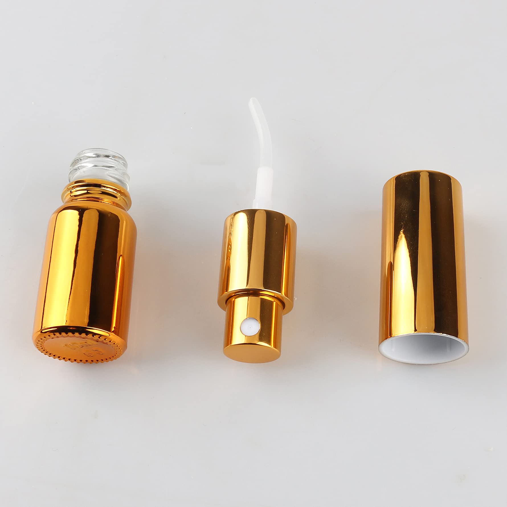 24 pezzis 10ml Flacone Spray in vetro oro rivestimento-UV & 2pezzis imbuto, 10 ml Bottiglie Vuote Riutilizzabile da Viaggio Contenitori per Profumo Pulizia della Casa