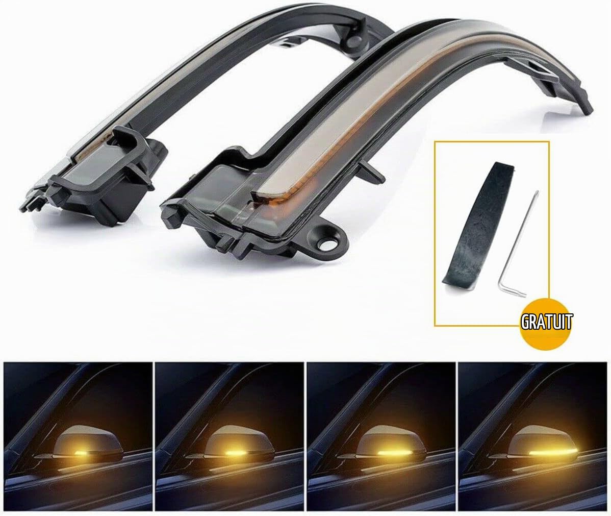 Paire de clignotant de rétroviseur latéral LED pour BMW 1 2 3 4 Série lci F20 F21 F22 F23 F87 M2 F30 F31 F34 GT F32 F33 F36 i3 I01 X1 E84 (Noir)